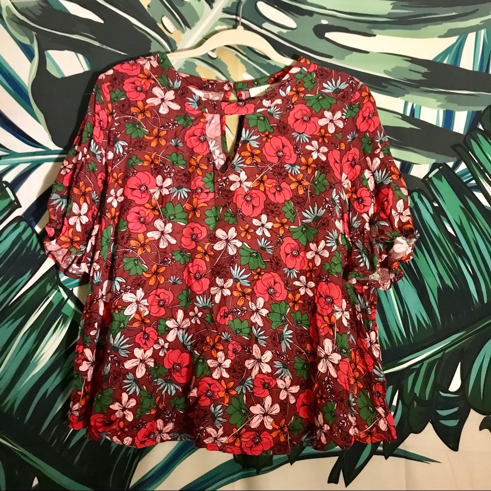 Floral Butterfly Sleeve Top